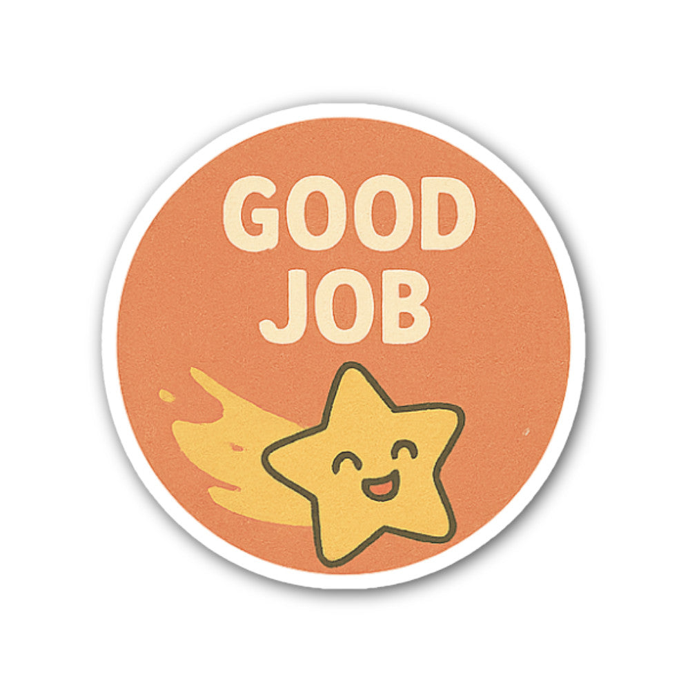 GOOD JOB Cute Star Sticker, Waterproof Vinyl Decal Sticker Indoor Or Outdoor 2 (Pieces) 3" and 5"