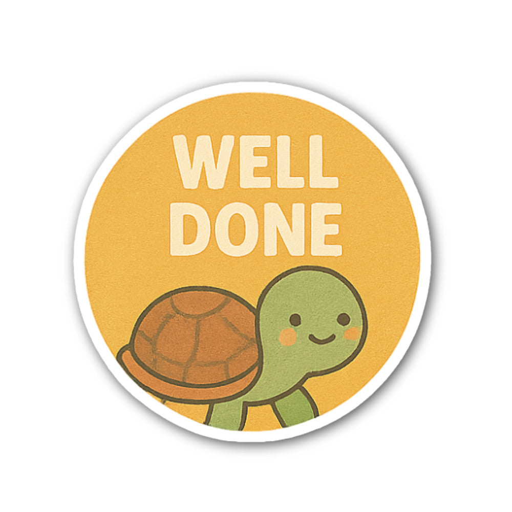 WELL DONE Cute Turtle Sticker, Waterproof Vinyl Decal Sticker Indoor Or Outdoor 2 (Pieces) 3" and 5"