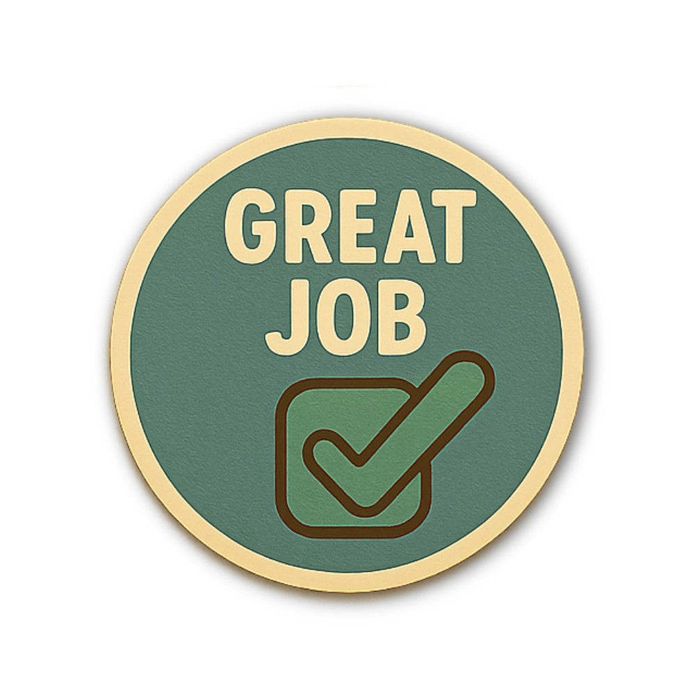 GREAT JOB Circle Shape Sticker, Waterproof Vinyl Decal Sticker Indoor Or Outdoor 2 (Pieces) 3" and 5"