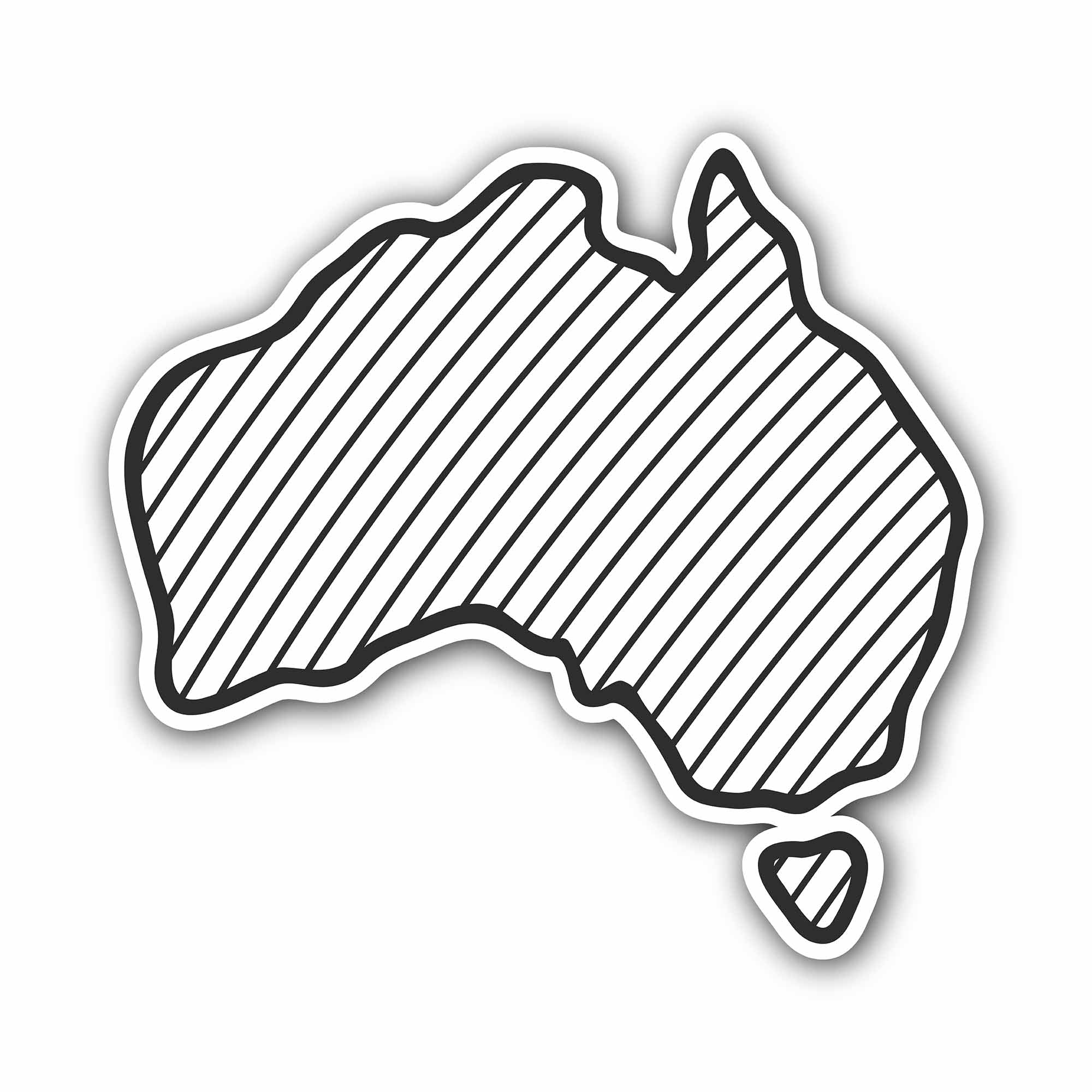 Australia Map Outline Sticker, Waterproof Vinyl Decal Sticker Indoor Or Outdoor 2 (Pieces) 3" and 5"