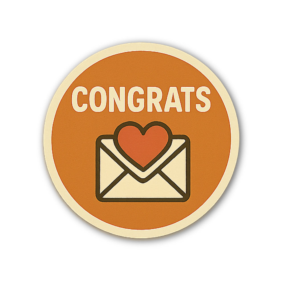 CONGRATS With Lovely Letter Sticker, Waterproof Vinyl Decal Sticker Indoor Or Outdoor 2 (Pieces) 3" and 5"