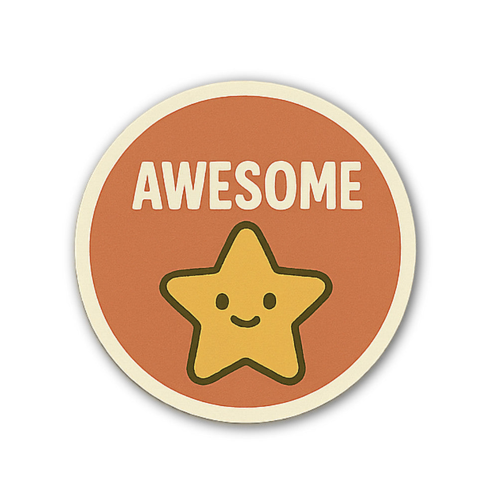 AWESOME & Cute Star Sticker, Waterproof Vinyl Decal Sticker Indoor Or Outdoor 2 (Pieces) 3" and 5"