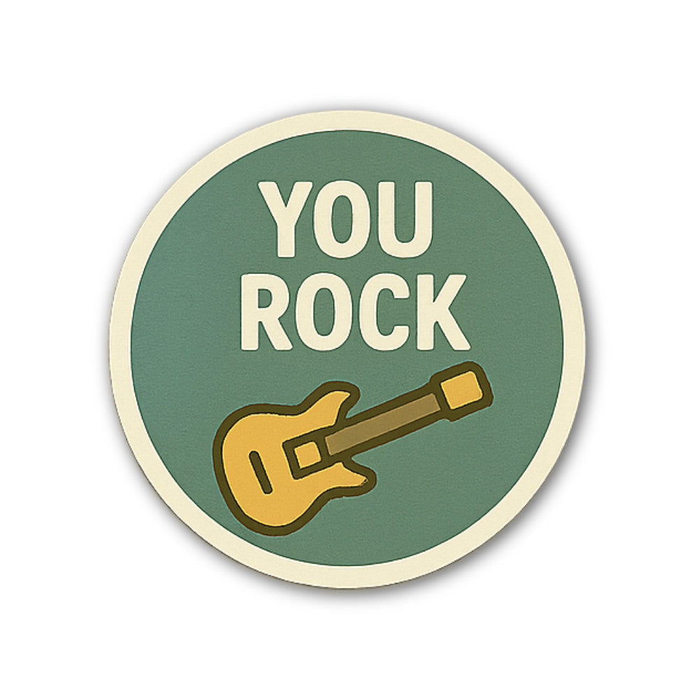 YOU R0CK Guitar Sticker, Waterproof Vinyl Decal Sticker Indoor Or Outdoor 2 (Pieces) 3" and 5"