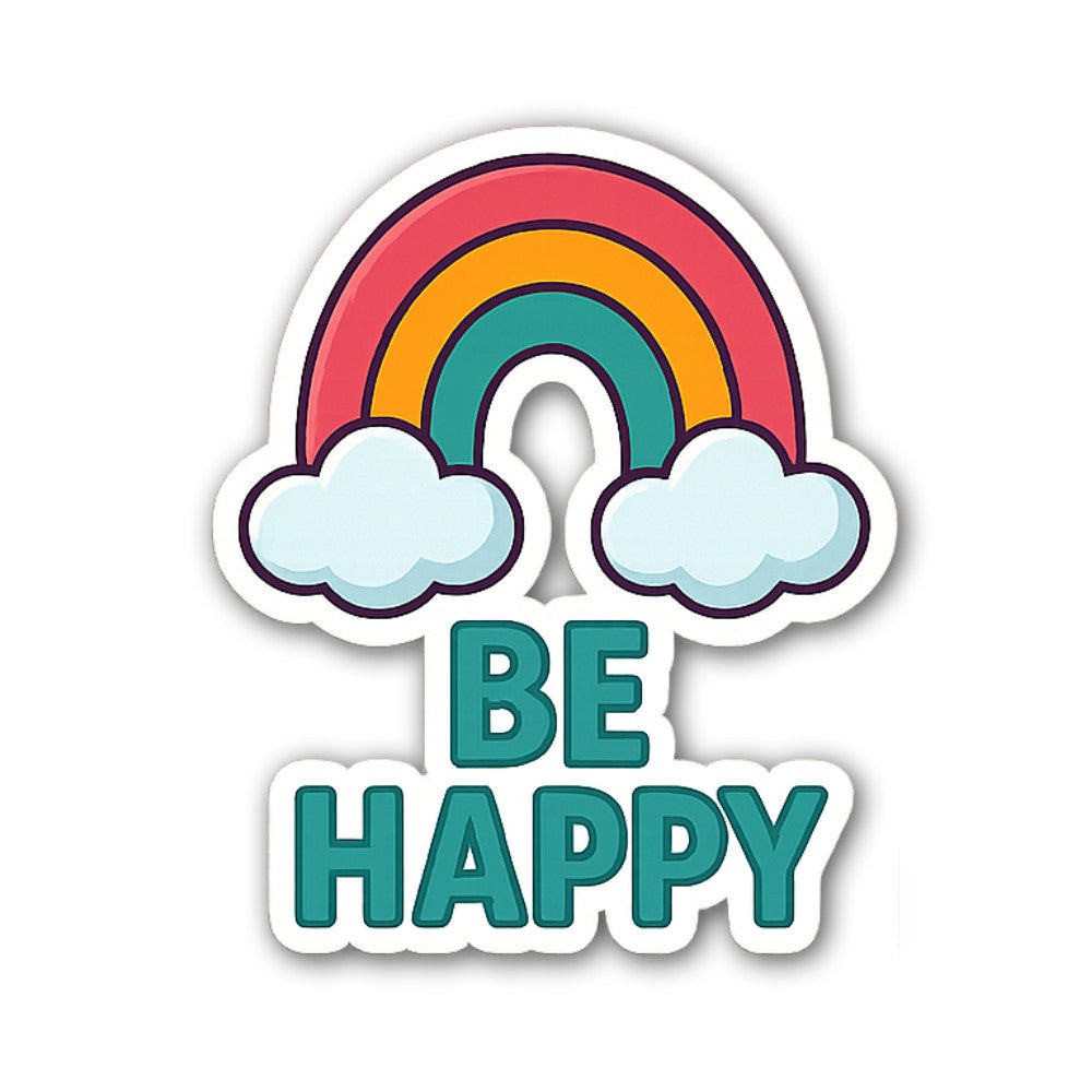 Be happy rainbow colors cloud Sticker, Waterproof Vinyl Decal Sticker Indoor Or Outdoor 2 (Pieces) 3" and 5"