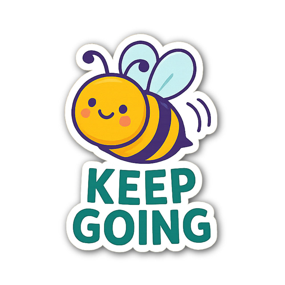 KEEP GOING Cute Flying Bee Sticker, Waterproof Vinyl Decal Sticker Indoor Or Outdoor 2 (Pieces) 3" and 5"