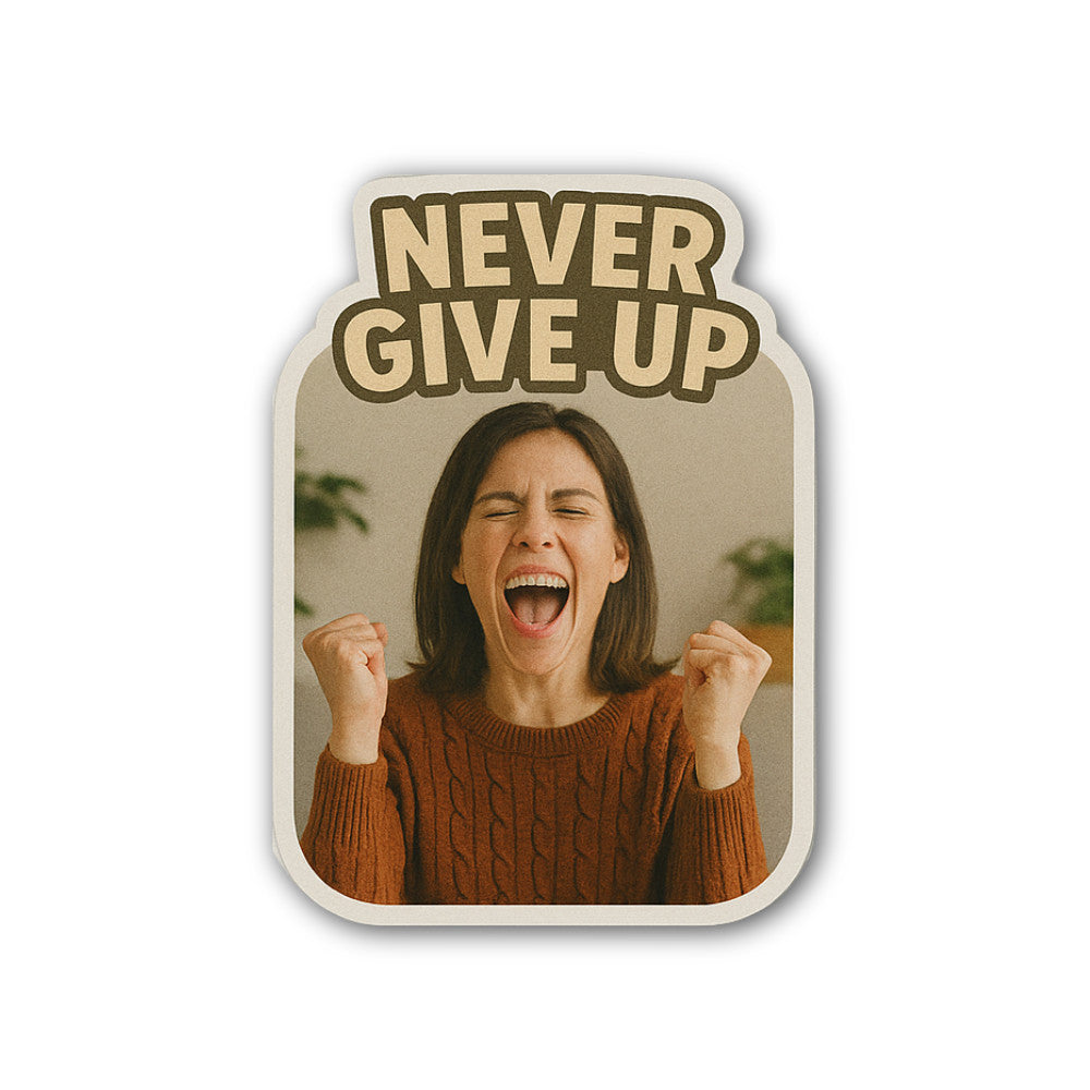 NEVER GI@E UP Sticker, Waterproof Vinyl Decal Sticker Indoor Or Outdoor 2 (Pieces) 3" and 5"