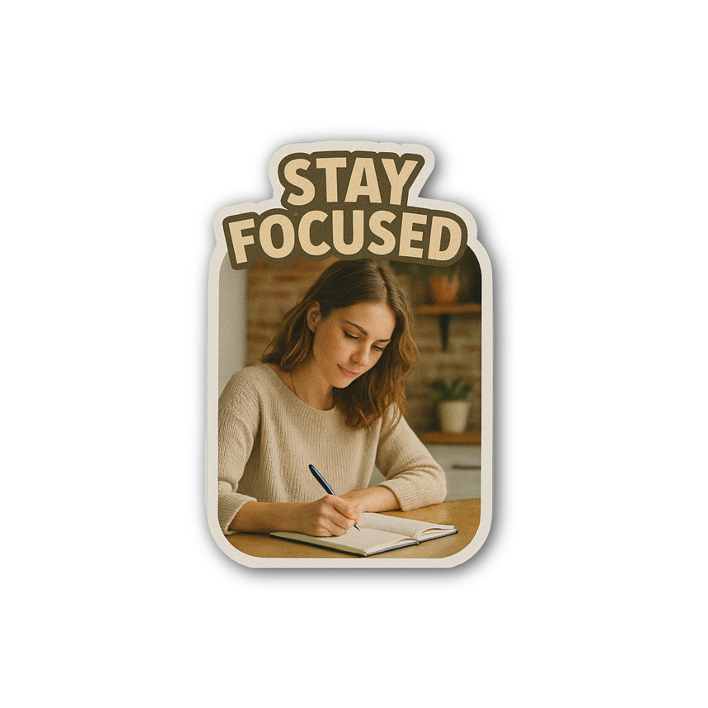 STAY F@CUSED Sticker, Waterproof Vinyl Decal Sticker Indoor Or Outdoor 2 (Pieces) 3" and 5"