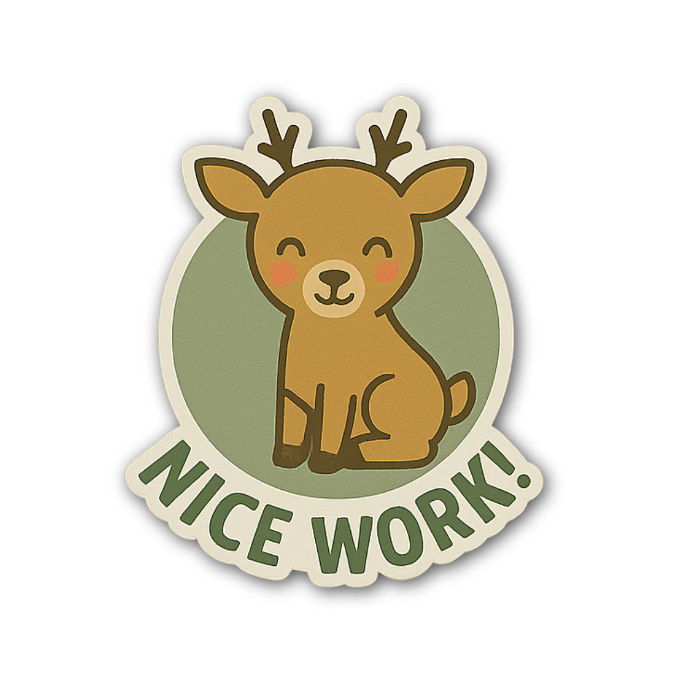 NICE WORK! @ DEER Sticker, Waterproof Vinyl Decal Sticker Indoor Or Outdoor 2 (Pieces) 3" and 5"