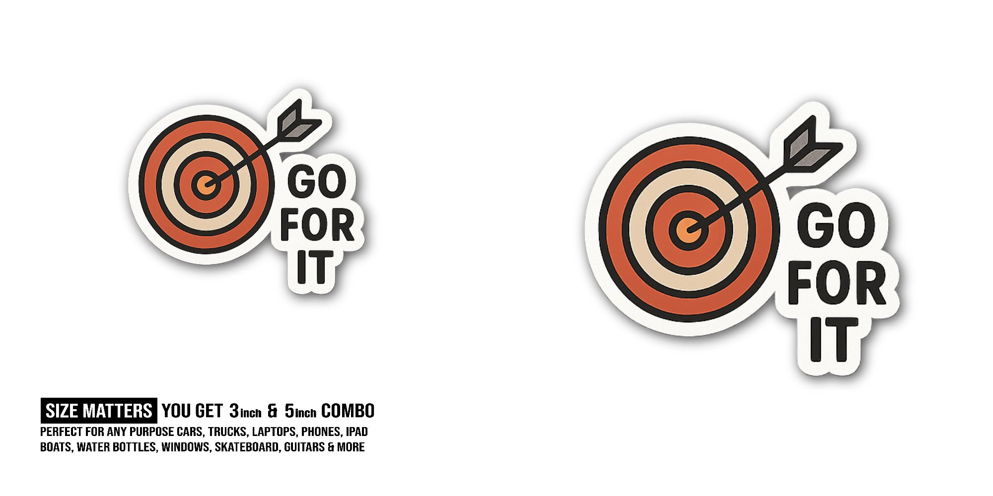 FOR IT Sticker, Waterproof Vinyl Decal Sticker Indoor Or Outdoor 2 (Pieces) 3" and 5"