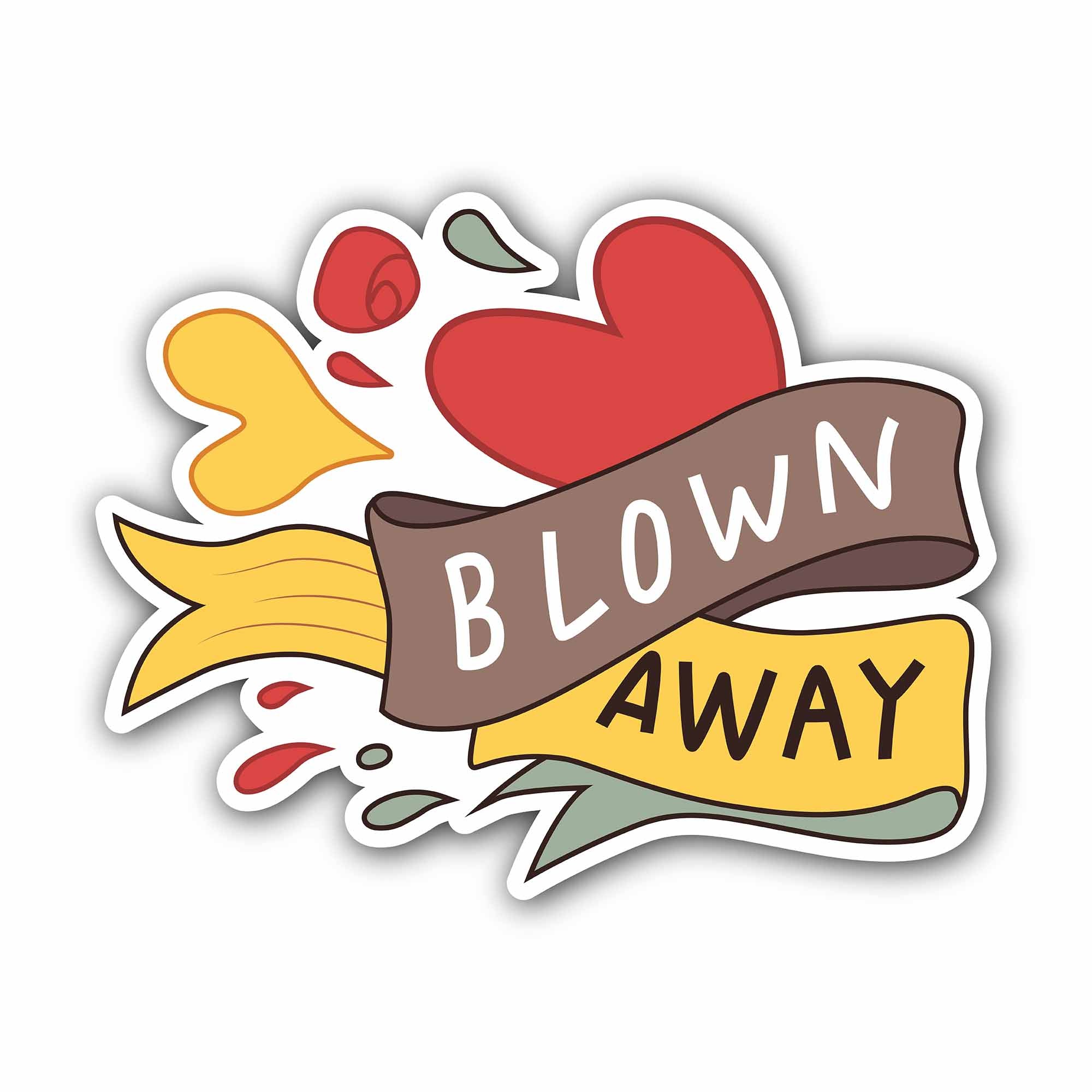 Blown Away Sticker, Waterproof Vinyl Decal Sticker Indoor Or Outdoor 2 (Pieces) 3" and 5"