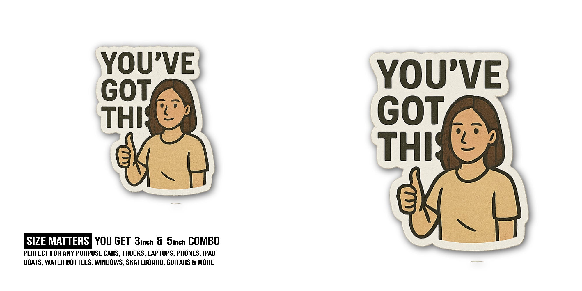 Person giving a thumbs-up Sticker, Waterproof Vinyl Decal Sticker Indoor Or Outdoor 2 (Pieces) 3" and 5"