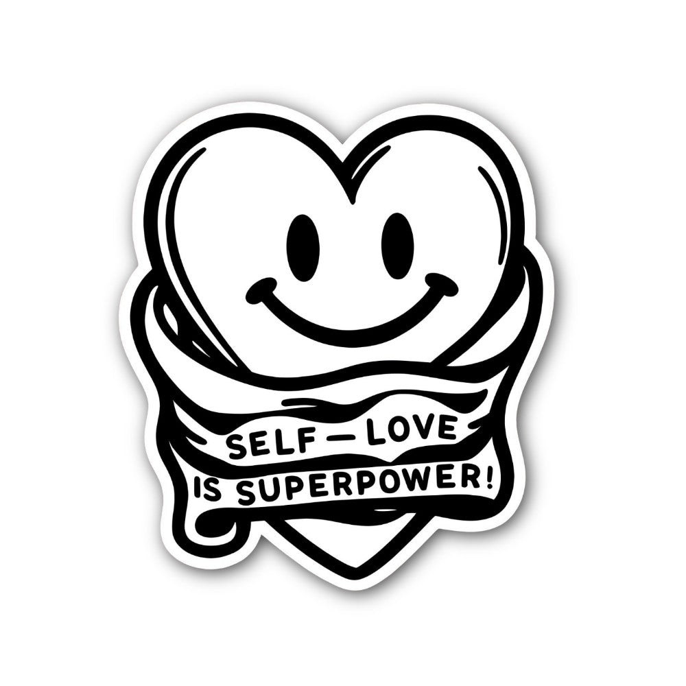 SELF-LOVE IS SUPERPOWER Sticker, Waterproof Vinyl Decal Sticker Indoor Or Outdoor 2 (Pieces) 3" and 5"