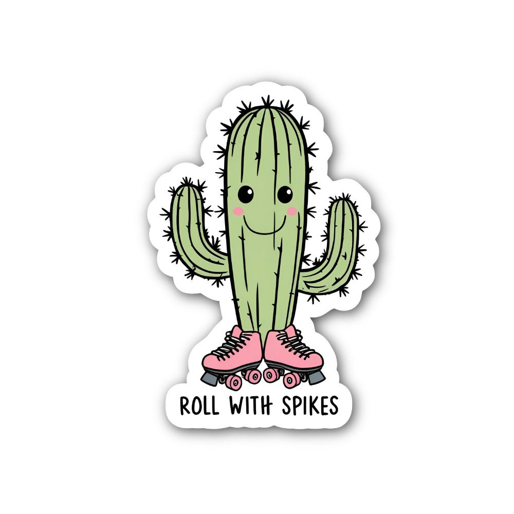 ROLL WITH SPIKES Sticker, Waterproof Vinyl Decal Sticker Indoor Or Outdoor 2 (Pieces) 3" and 5"