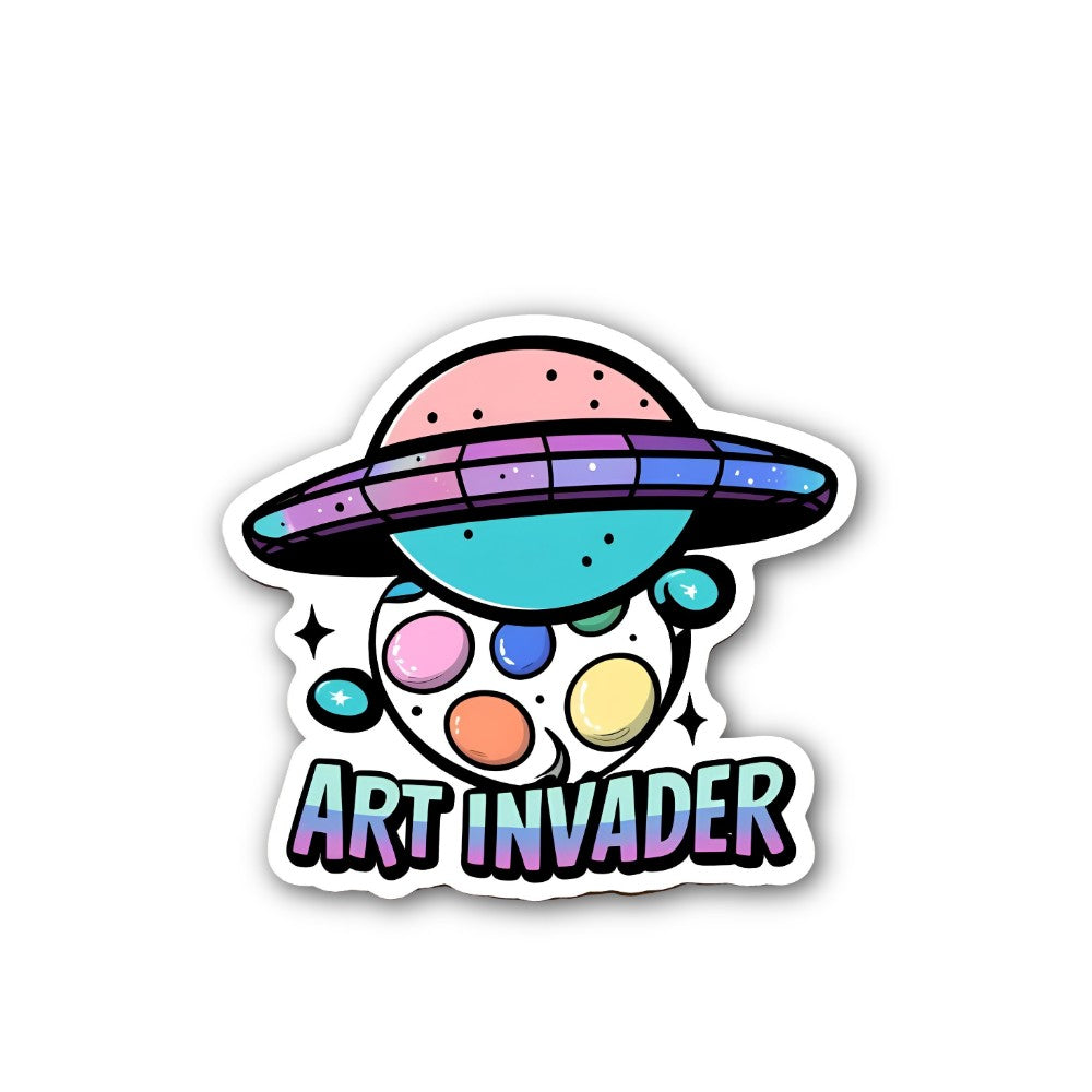 ART INVADER Sticker, Waterproof Vinyl Decal Sticker Indoor Or Outdoor 2 (Pieces) 3" and 5"