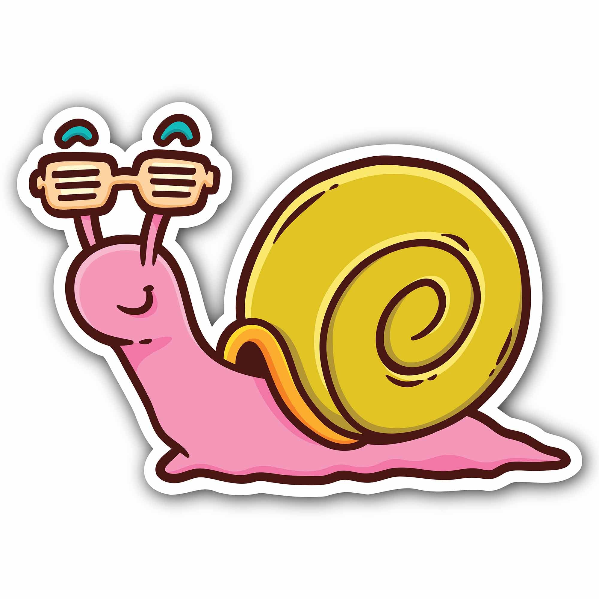Funny Snail Sticker, Waterproof Vinyl Decal Sticker Indoor Or Outdoor 2 (Pieces) 3" and 5"