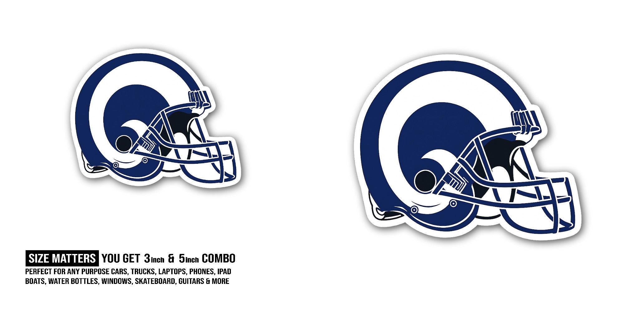 Football helmet Sticker, Waterproof Vinyl Decal Sticker Indoor Or Outdoor 2 (Pieces) 3" and 5"