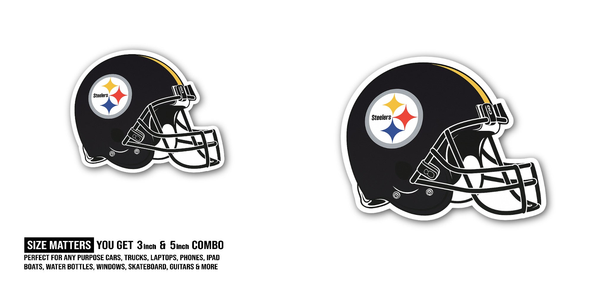 Black colour football helmet  Sticker, Waterproof Vinyl Decal Sticker Indoor Or Outdoor 2 (Pieces) 3" and 5"