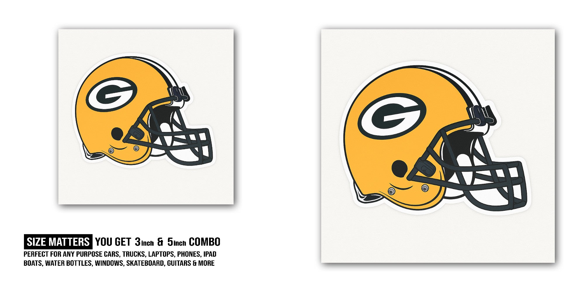 yellow colour football helmet Sticker, Waterproof Vinyl Decal Sticker Indoor Or Outdoor 2 (Pieces) 3" and 5"