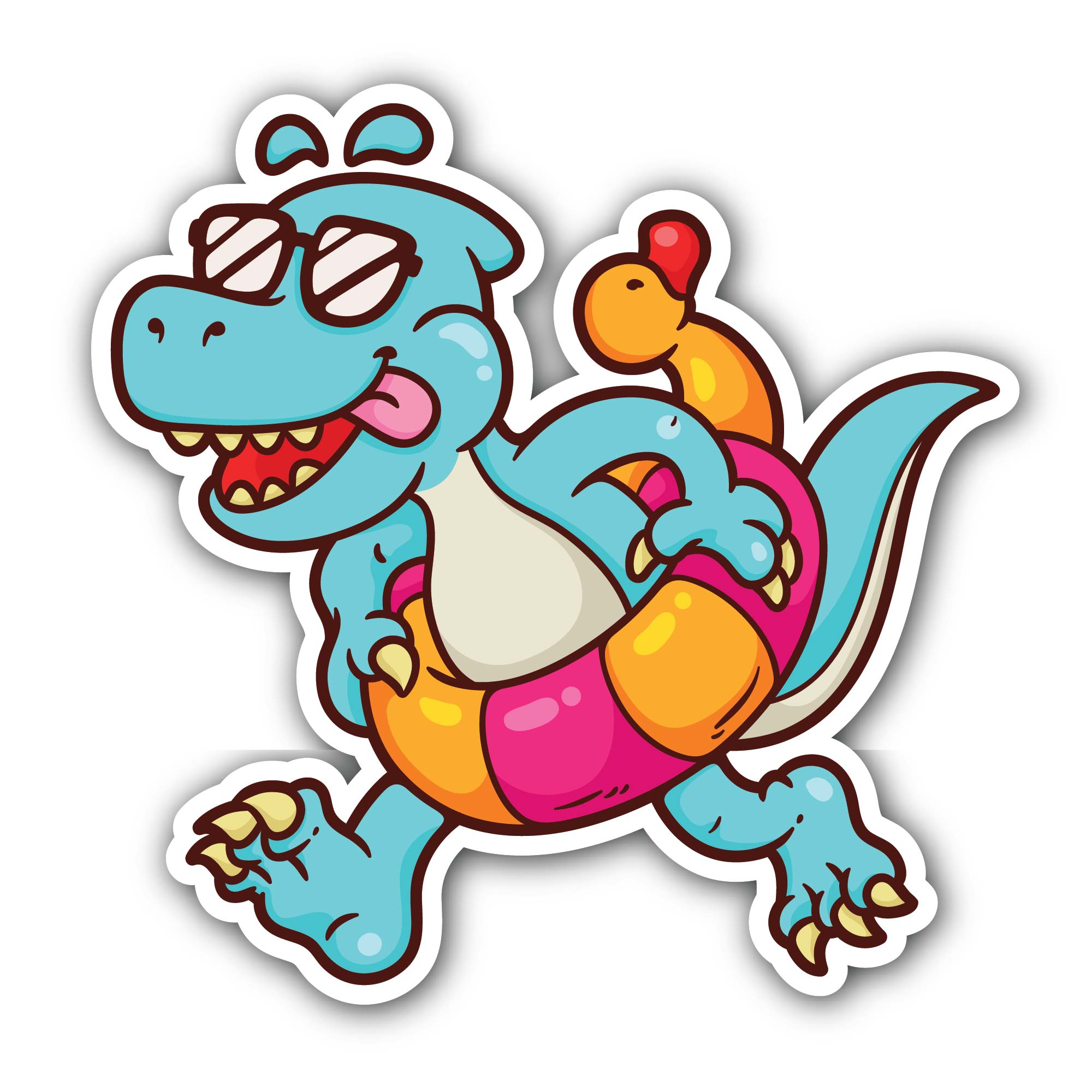 Swimming Dinosaurs Sticker, Waterproof Vinyl Decal Sticker Indoor Or Outdoor 2 (Pieces) 3" and 5"