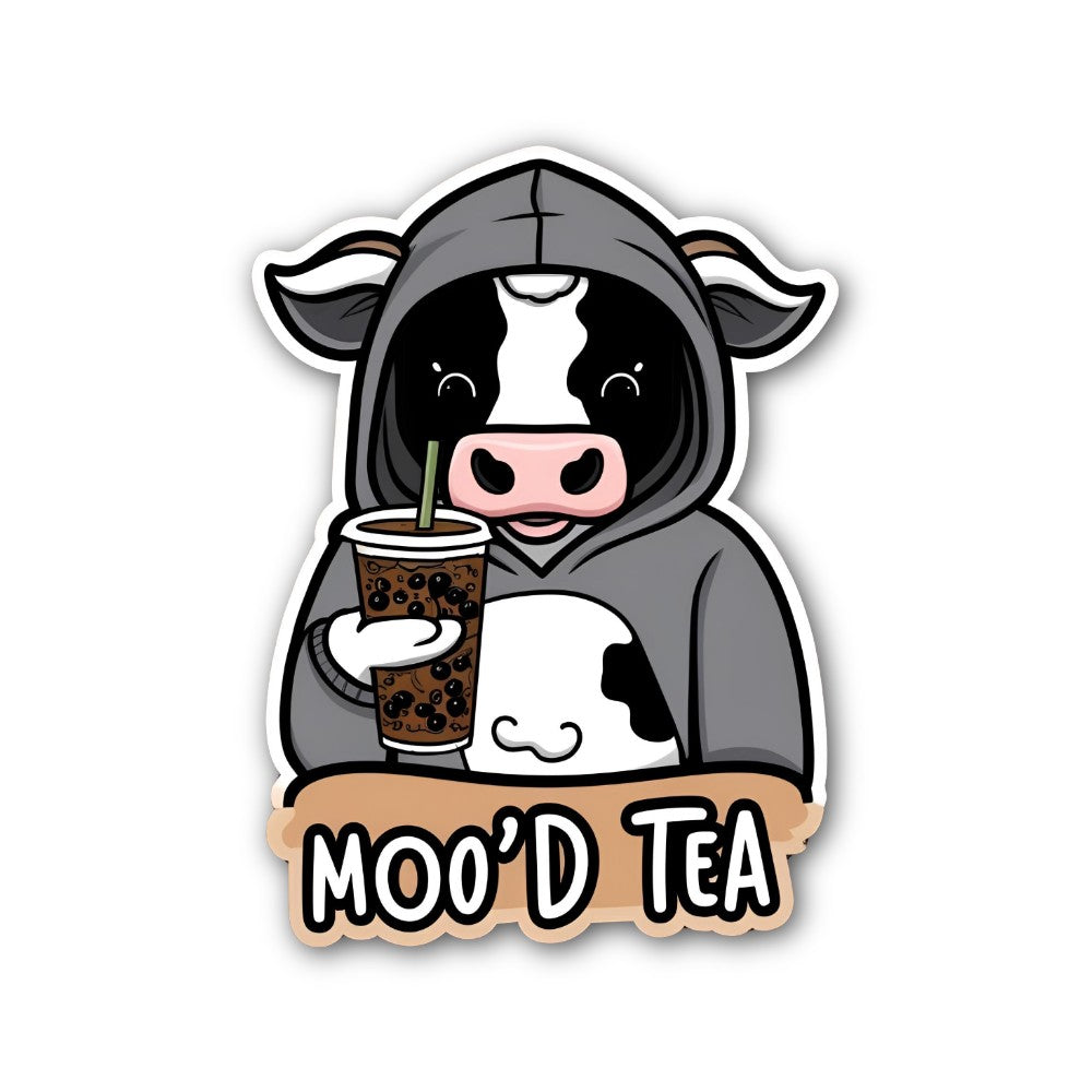 MOO'D TEA Sticker, Waterproof Vinyl Decal Sticker Indoor Or Outdoor 2 (Pieces) 3" and 5"
