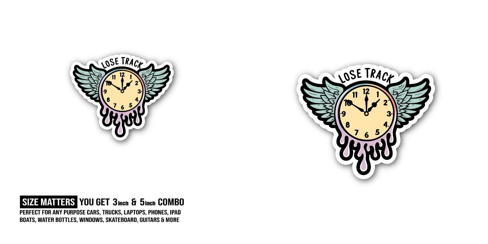 LOSE TRACK Sticker, Waterproof Vinyl Decal Sticker Indoor Or Outdoor 2 (Pieces) 3" and 5"