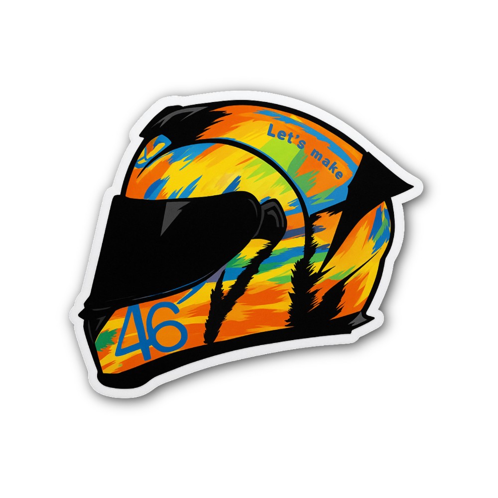 Colorful motorcycle helmet Sticker, Waterproof Vinyl Decal Sticker Indoor Or Outdoor 2 (Pieces) 3" and 5"