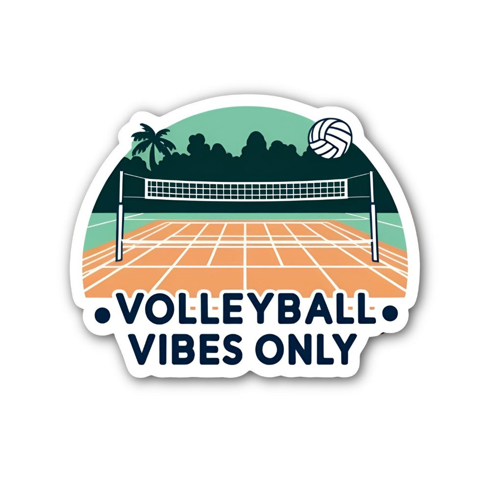 VOLLEYBALL VIBES ONLY Sticker, Waterproof Vinyl Decal Sticker Indoor Or Outdoor 2 (Pieces) 3" and 5"