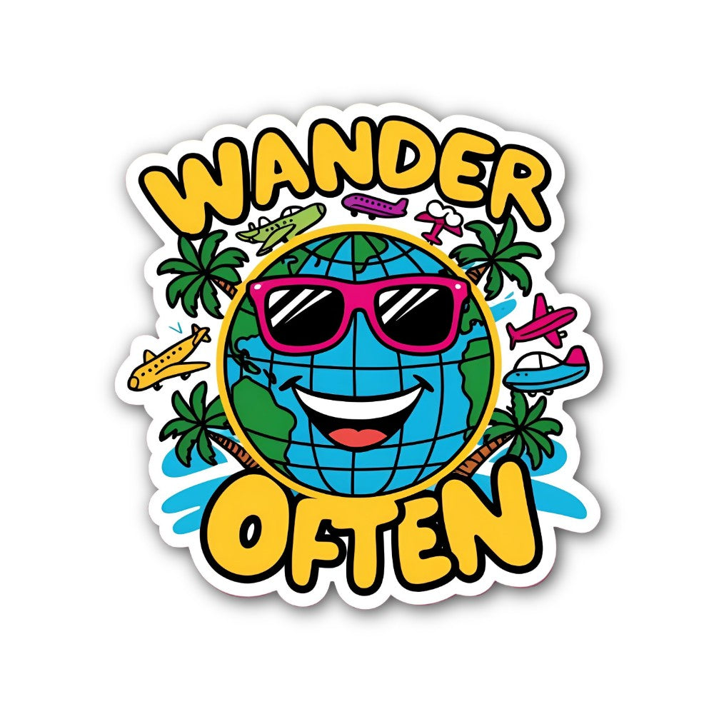 WANDER OFTEN Sticker, Waterproof Vinyl Decal Sticker Indoor Or Outdoor 2 (Pieces) 3" and 5"