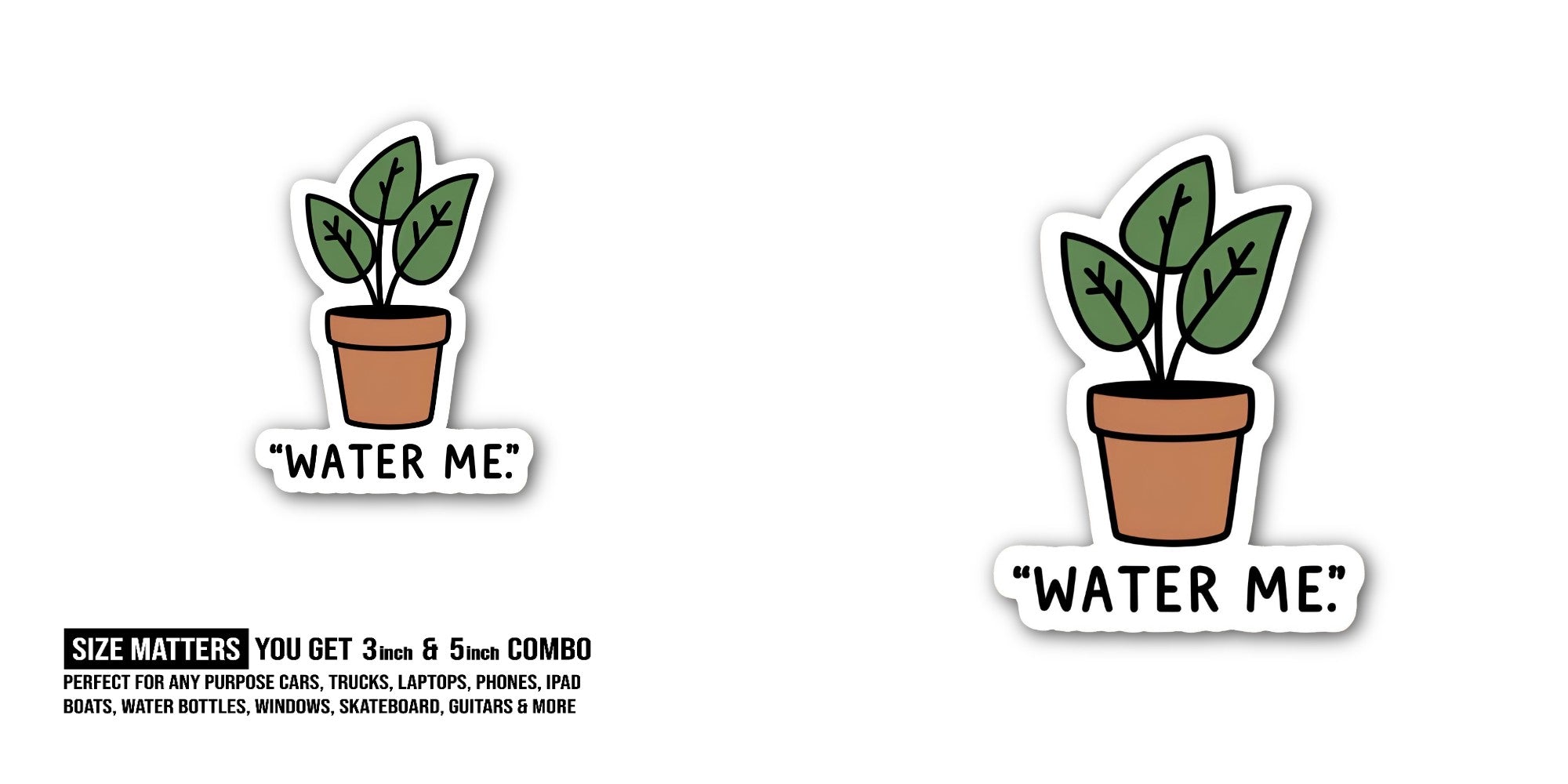 PLANT POT Sticker, Waterproof Vinyl Decal Sticker Indoor Or Outdoor 2 (Pieces) 3" and 5"