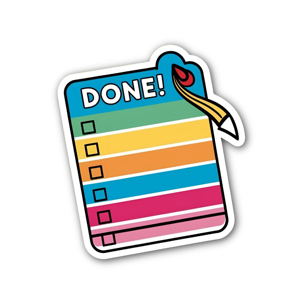 DONE @ SHEET Sticker, Waterproof Vinyl Decal Sticker Indoor Or Outdoor 2 (Pieces) 3" and 5"