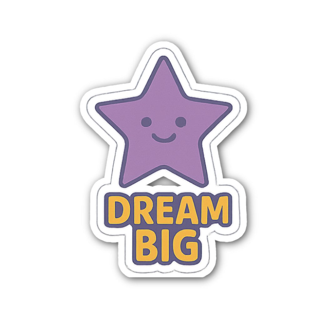 Dream Big Purple Star Sticker, Waterproof Vinyl Decal Sticker Indoor Or Outdoor 2 (Pieces) 3" and 5"
