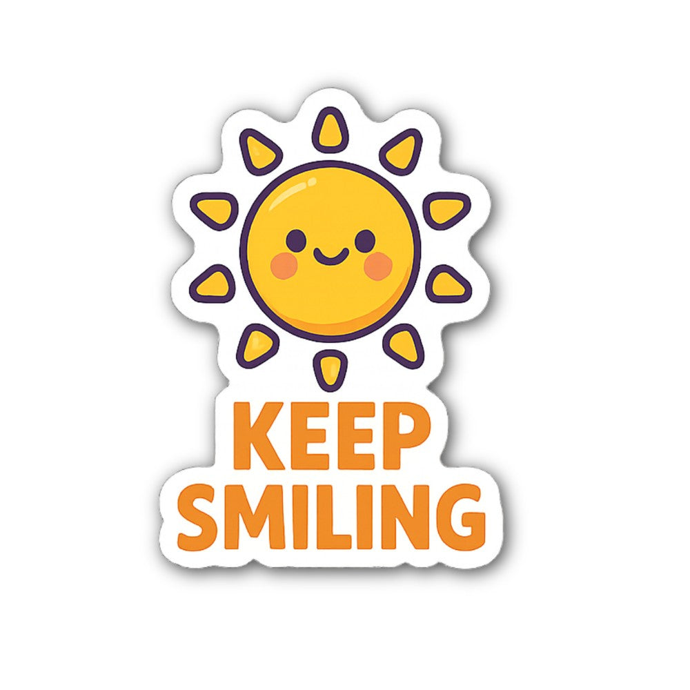Keep Smiling Sticker, Waterproof Vinyl Decal Sticker Indoor Or Outdoor 2 (Pieces) 3" and 5"