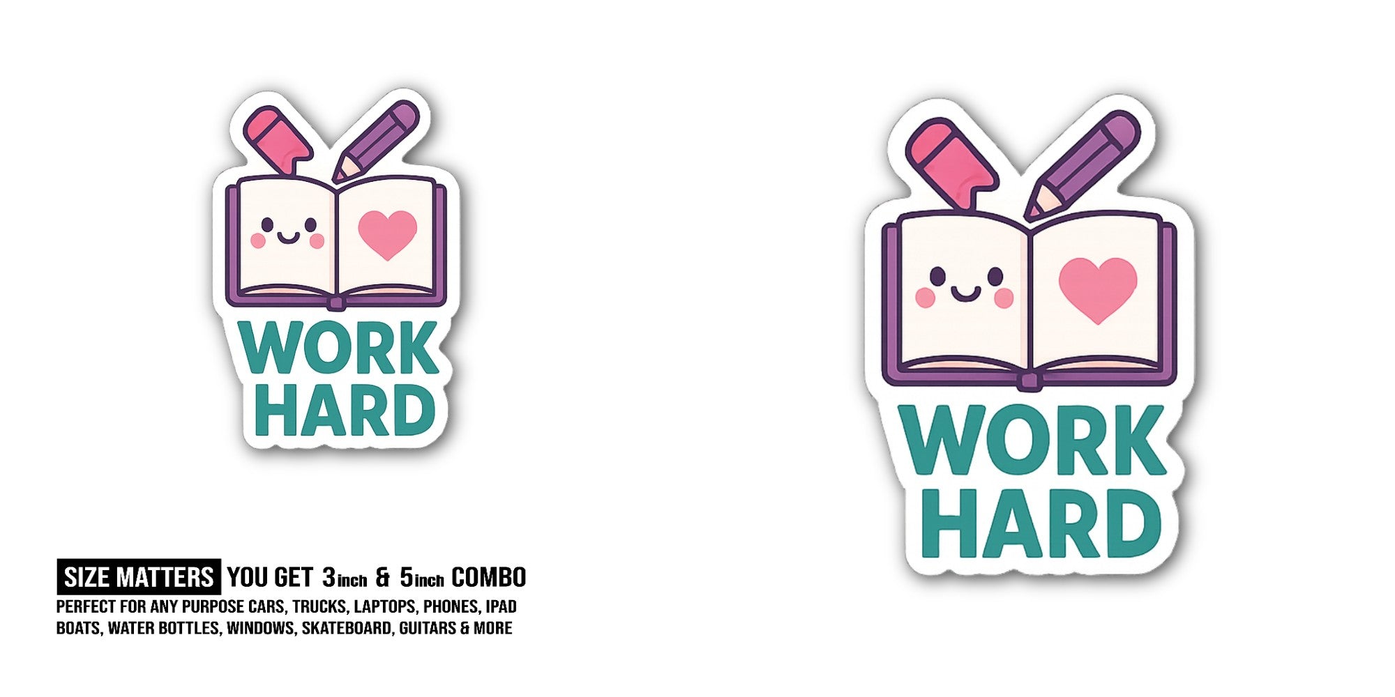 Motivational quote lettering Sticker, Waterproof Vinyl Decal Sticker Indoor Or Outdoor 2 (Pieces) 3" and 5"