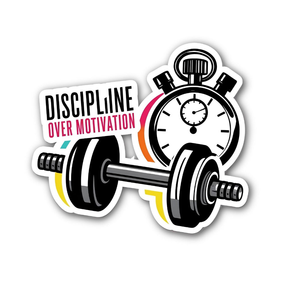 DISCIPLINE OVER MOTIVATION Sticker, Waterproof Vinyl Decal Sticker Indoor Or Outdoor 2 (Pieces) 3" and 5"