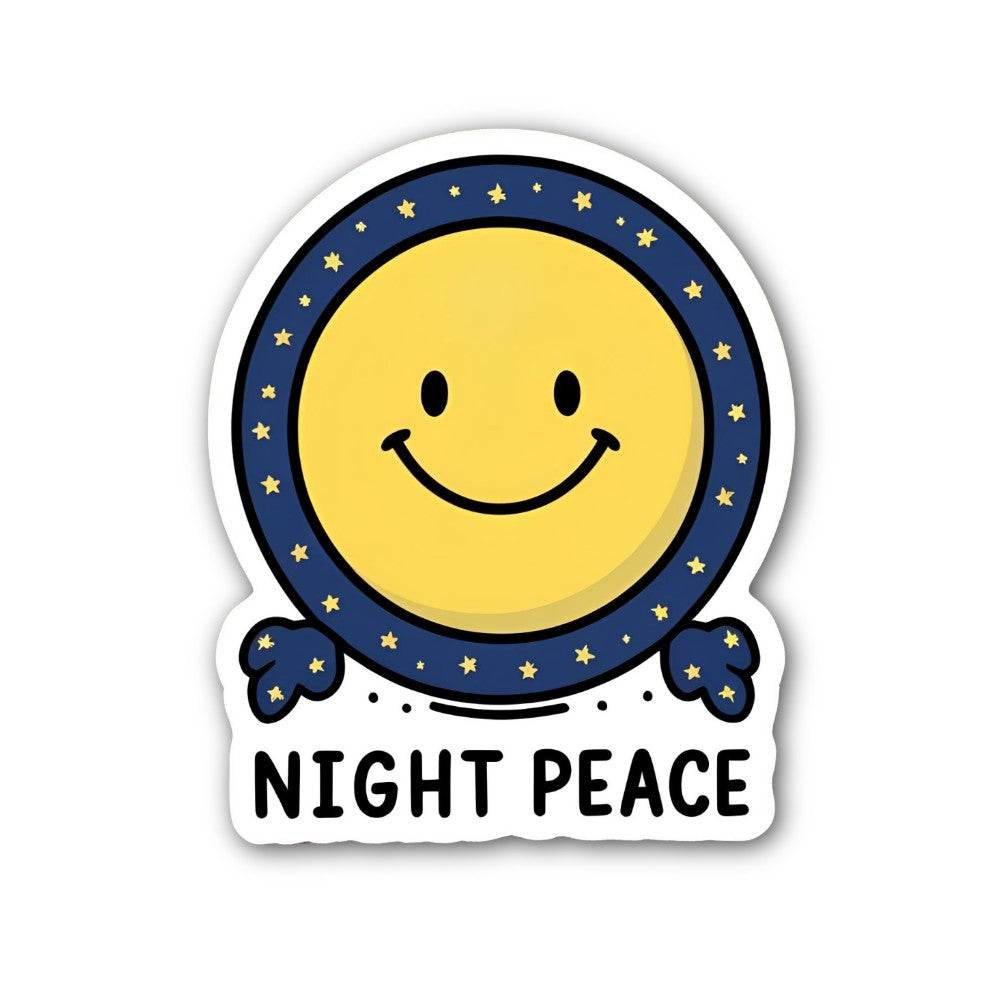 NIGHT PEACE Sticker, Waterproof Vinyl Decal Sticker Indoor Or Outdoor 2 (Pieces) 3" and 5"