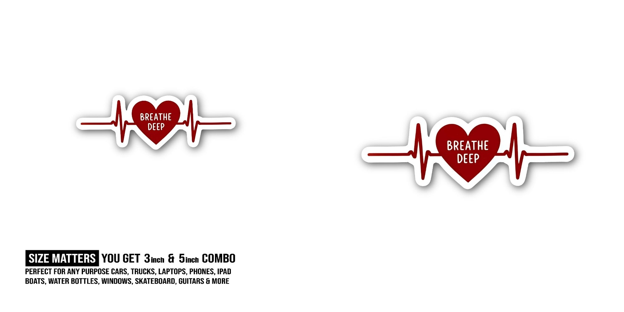 BREATHE DEEP Sticker, Waterproof Vinyl Decal Sticker Indoor Or Outdoor 2 (Pieces) 3" and 5"