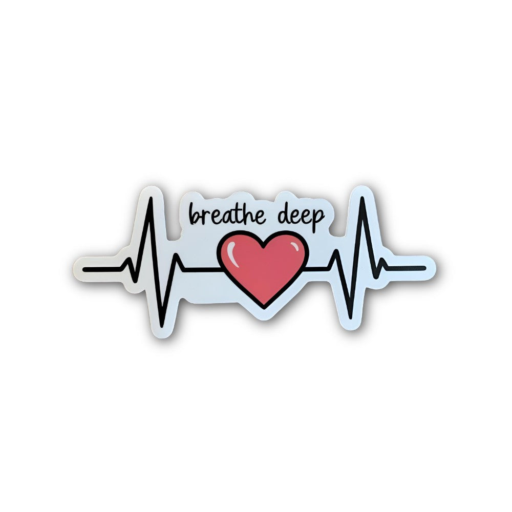 BREATHE DEEP & HEART Sticker, Waterproof Vinyl Decal Sticker Indoor Or Outdoor 2 (Pieces) 3" and 5"