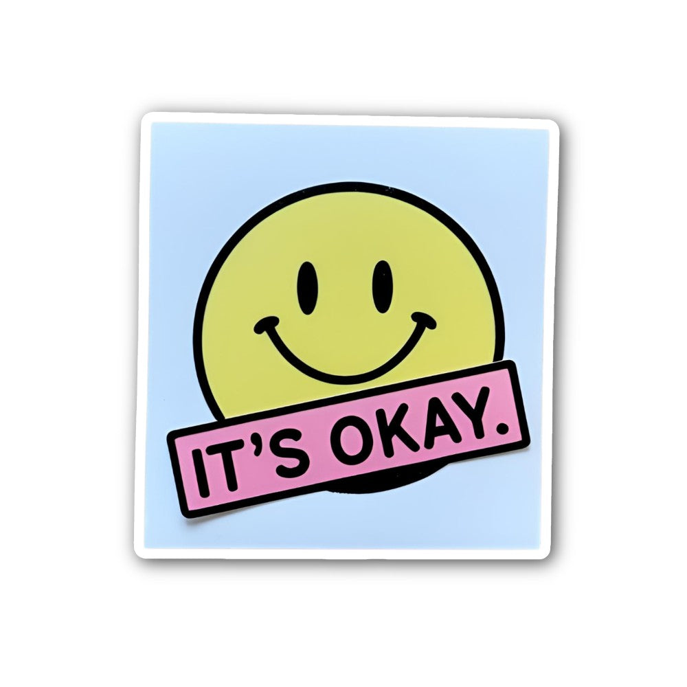 IT'S OKAY & YELLOW MOON Sticker, Waterproof Vinyl Decal Sticker Indoor Or Outdoor 2 (Pieces) 3" and 5"