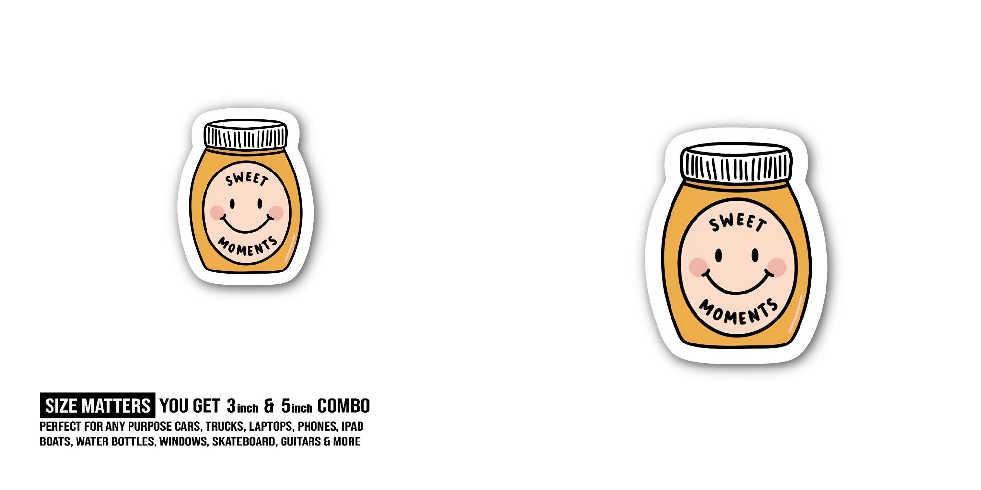 SWEET M0MENTS Sticker, Waterproof Vinyl Decal Sticker Indoor Or Outdoor 2 (Pieces) 3" and 5"