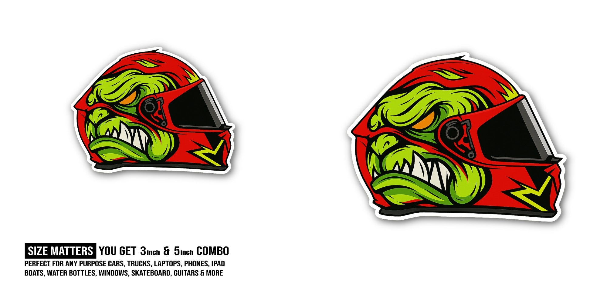 Full Face Drifter studds helmet Sticker, Waterproof Vinyl Decal Sticker Indoor Or Outdoor 2 (Pieces) 3" and 5"