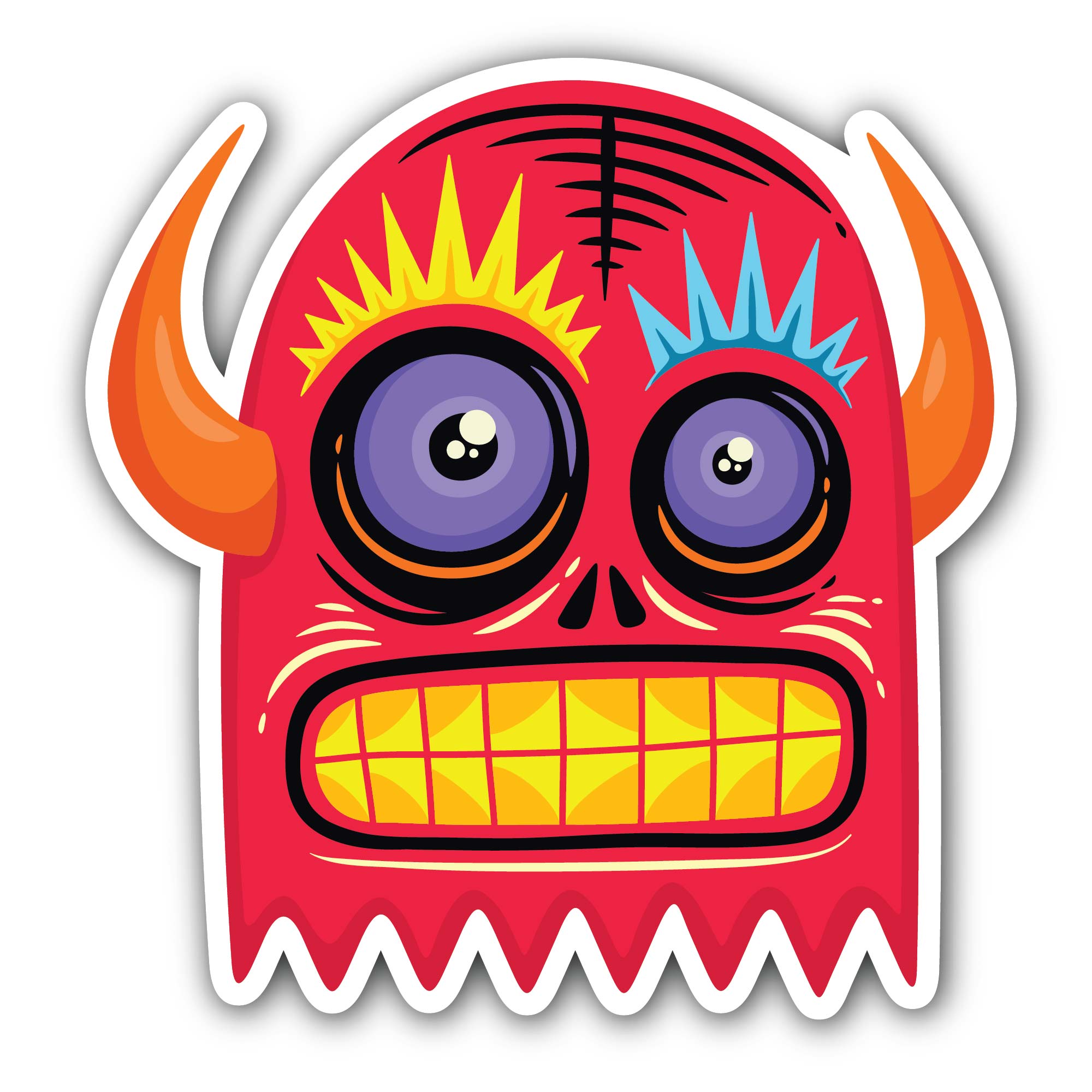Doodle Monster Sticker, Waterproof Vinyl Decal Sticker Indoor Or Outdoor 2 (Pieces) 3" and 5"