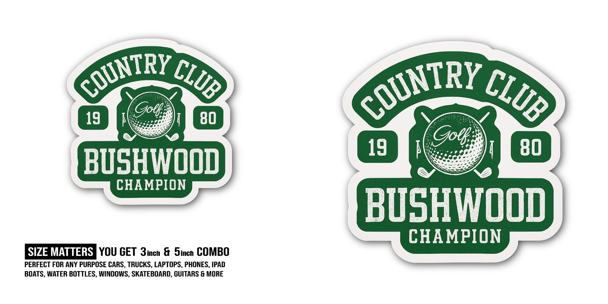 Green Colour COUNTRY CHAMPION Sticker, Waterproof Vinyl Decal Sticker Indoor Or Outdoor 2 (Pieces) 3" and 5"