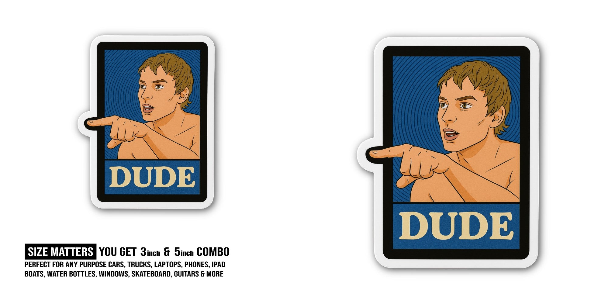 Angry DUDE Sticker, Waterproof Vinyl Decal Sticker Indoor Or Outdoor 2 (Pieces) 3" and 5"