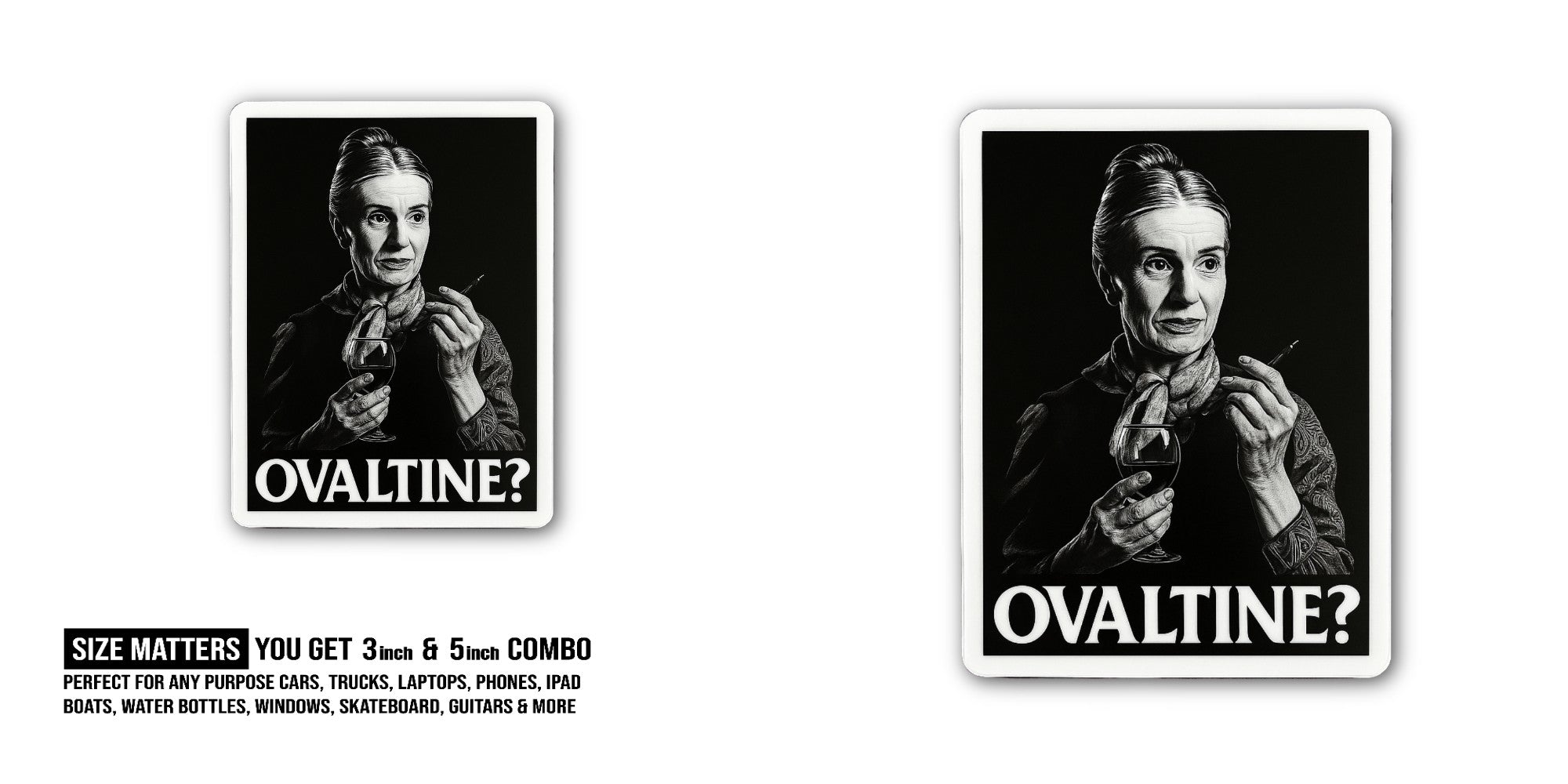 0VALTINE Sticker, Waterproof Vinyl Decal Sticker Indoor Or Outdoor 2 (Pieces) 3" and 5"