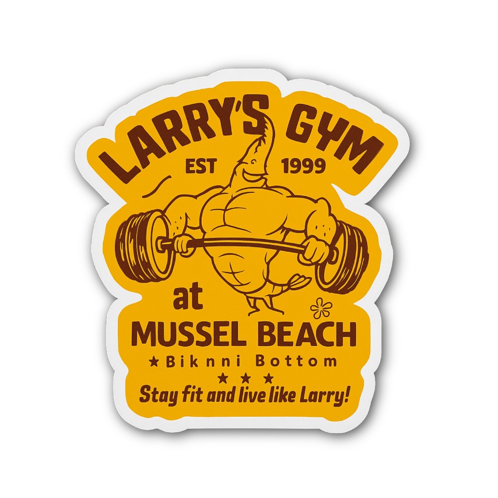 LARRY'S GYM Sticker, Waterproof Vinyl Decal Sticker Indoor Or Outdoor 2 (Pieces) 3" and 5"