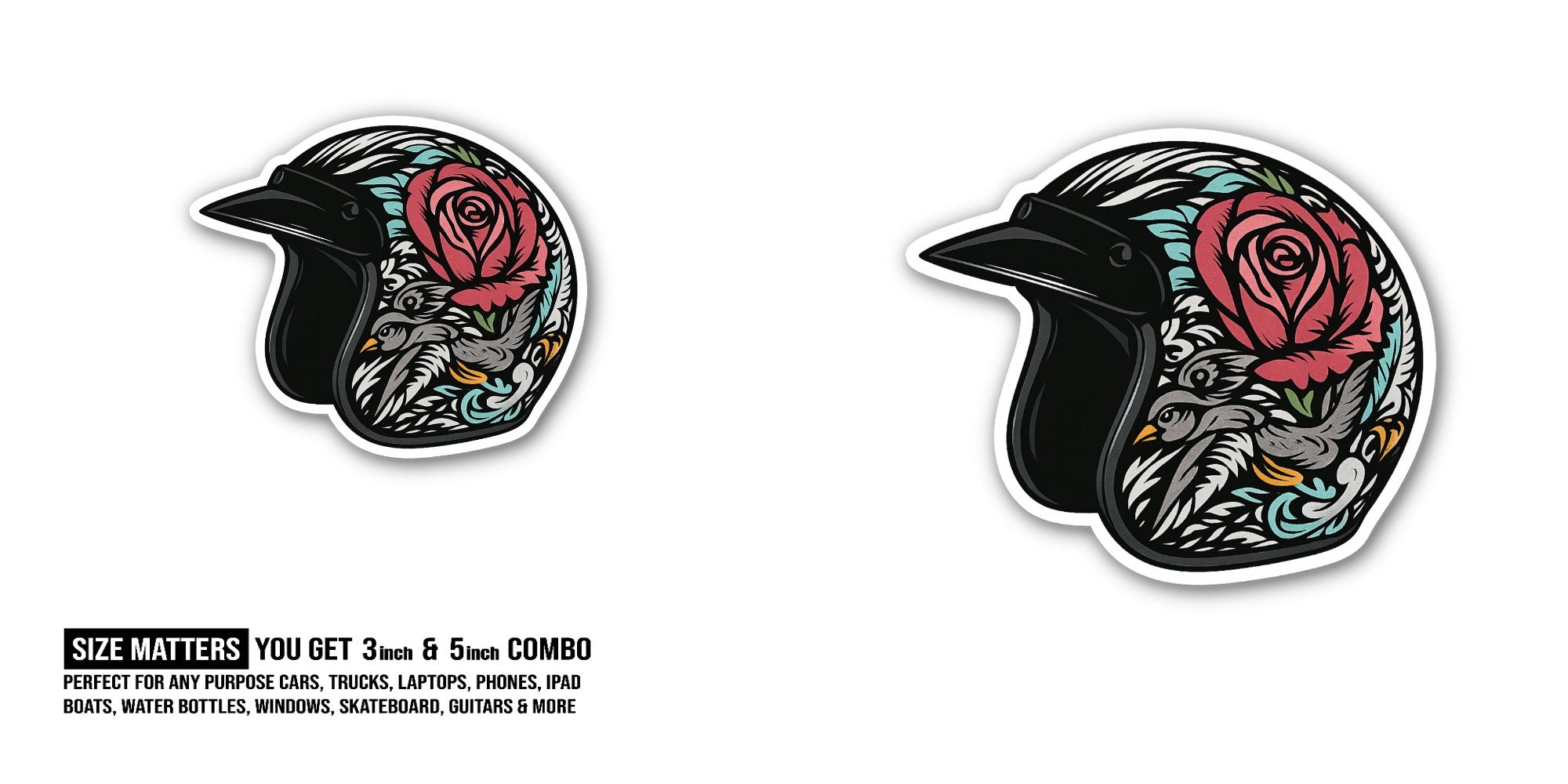 Daytona Helmet Sticker, Waterproof Vinyl Decal Sticker Indoor Or Outdoor 2 (Pieces) 3" and 5"