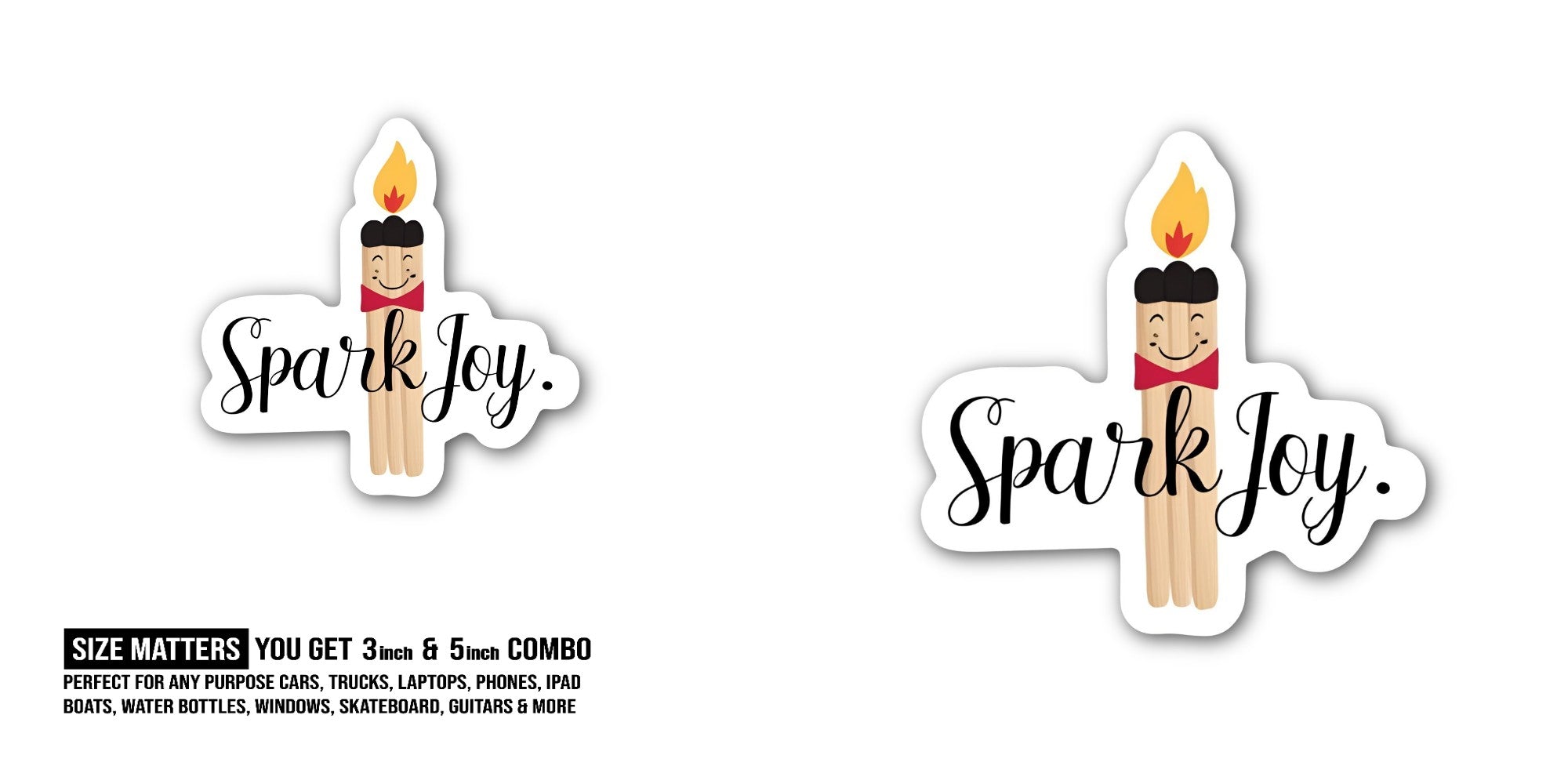 Spark J0y Sticker, Waterproof Vinyl Decal Sticker Indoor Or Outdoor 2 (Pieces) 3" and 5"