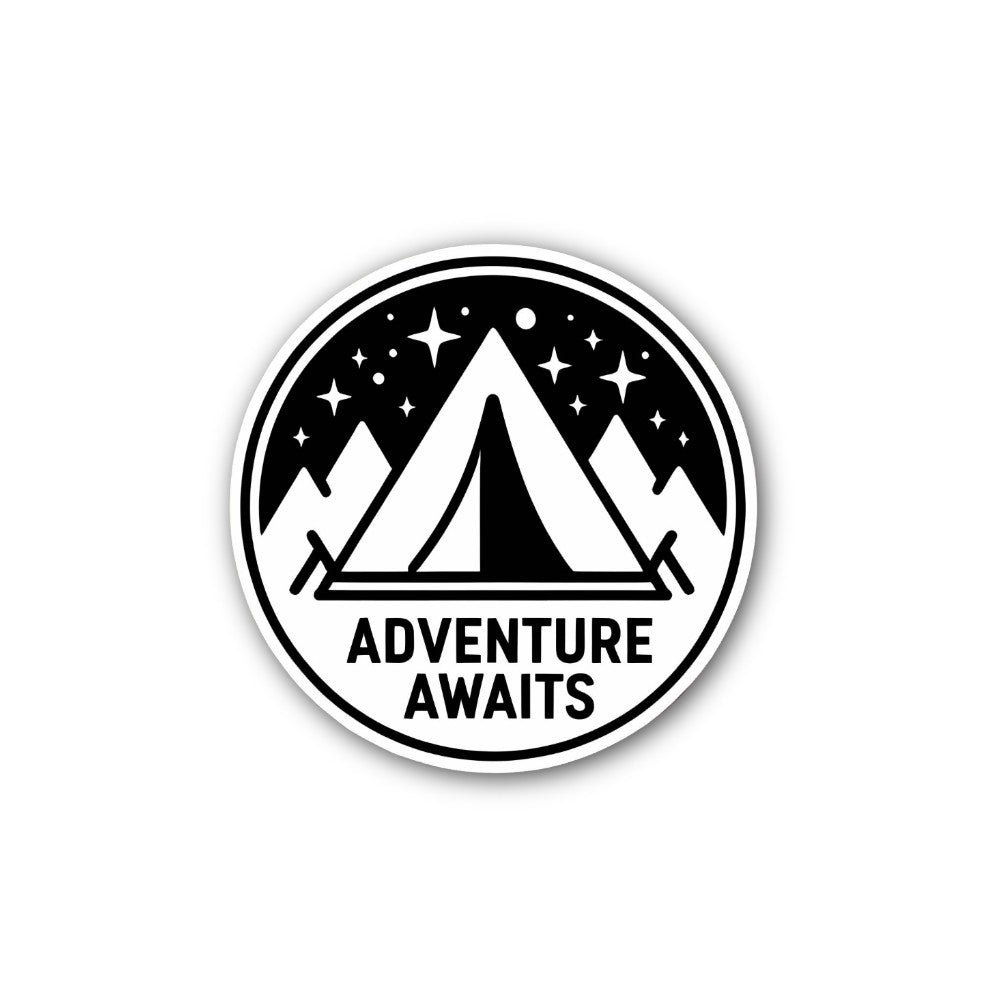ADVENTURE AWAITS Sticker, Waterproof Vinyl Decal Sticker Indoor Or Outdoor 2 (Pieces) 3" and 5"