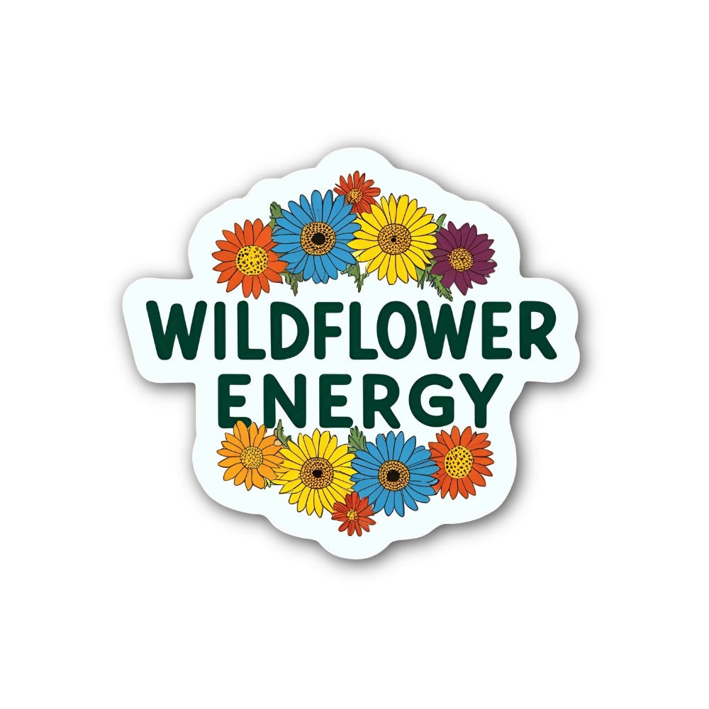 WILDFLOWER ENERGY  Sticker, Waterproof Vinyl Decal Sticker Indoor Or Outdoor 2 (Pieces) 3" and 5"