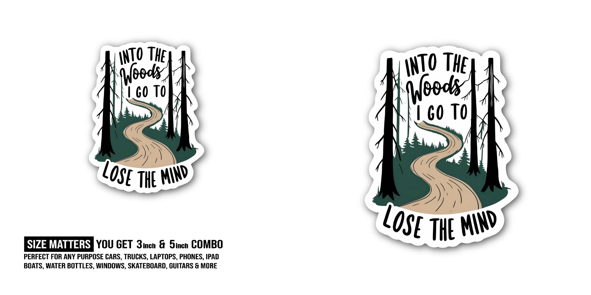 Forest Path Sticker, Waterproof Vinyl Decal Sticker Indoor Or Outdoor 2 (Pieces) 3" and 5"